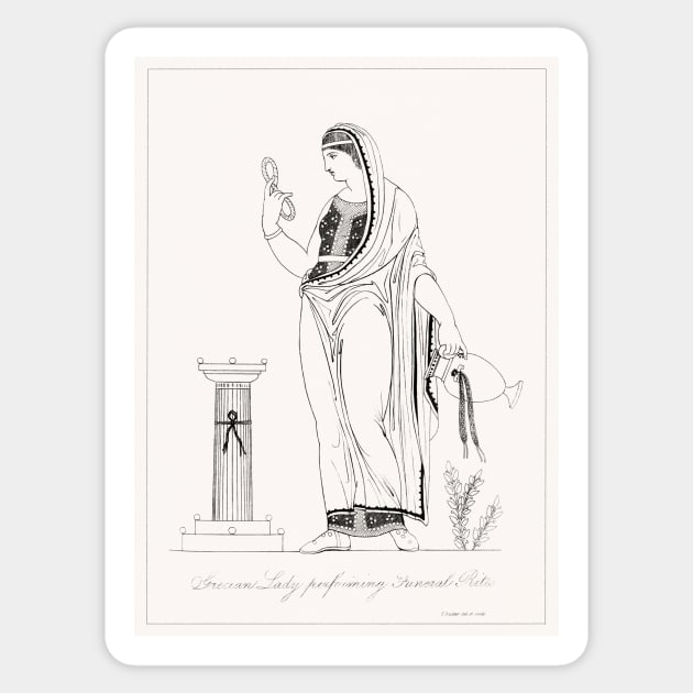 Grecian lady Performing Funeral Rites Sticker by WAITE-SMITH VINTAGE ART